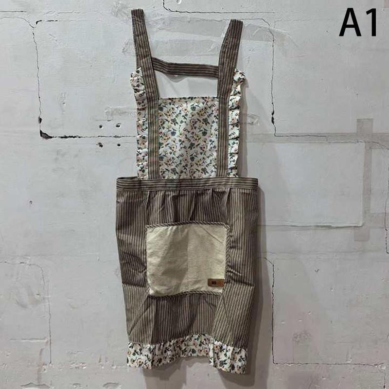 Холщовый фартук с цветочным принтом, моющийся, прочный, устойчивый к пятнам и износостойкий для кухни, фартуки для дома и работы, красивый фартук для кухни