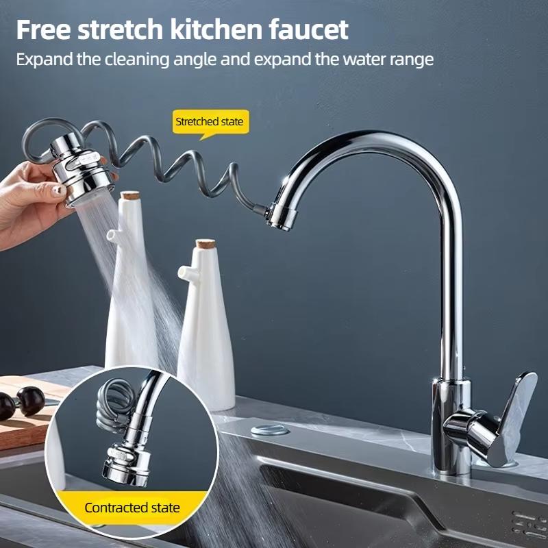 Kitchen Faucet Extender with Stretchable Hose Bathroom Sink Sprayer 3 Modes Faucet Sprayer Attachment Faucet Extender Aerator