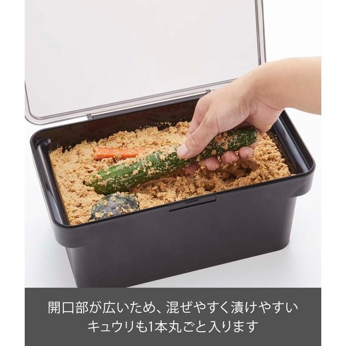 Yamazaki Nukazuke Case with Water Absorber, Black, 28cm x 16.5cm x 12.2cm, Tower