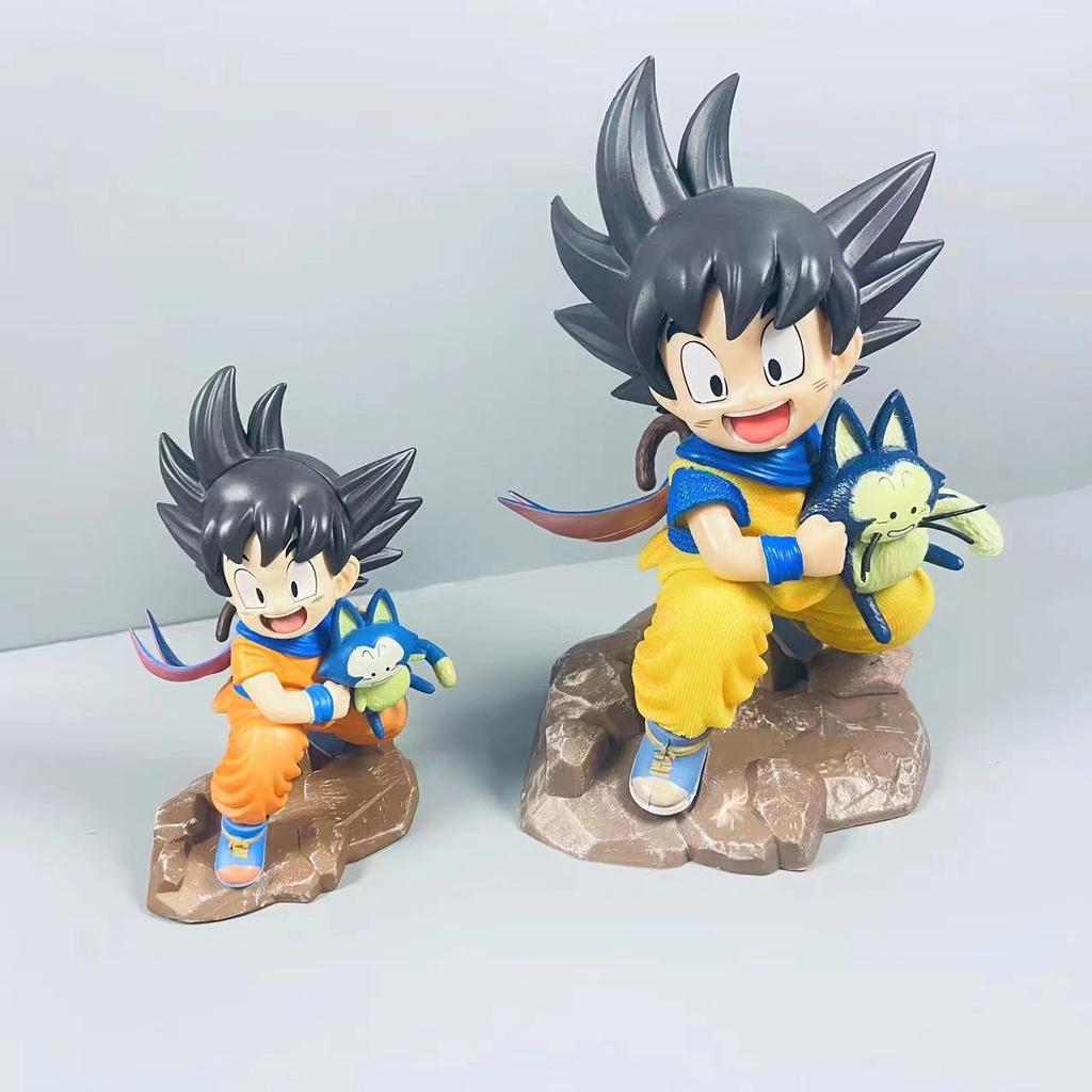Dragon Ball Childhood Little Goku Hugs Puer Ya Mu Tea Little Follower Figure Doll Pvc Model Statue Collection Toys Ornamen Gift