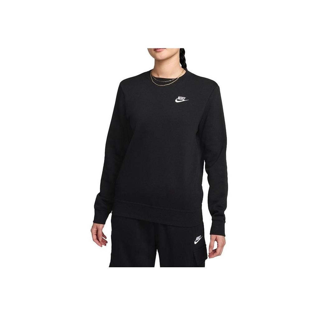 Nike Solid Color Letter Logo Print Crew Neck Sweatshirt Women Tops Black DQ5474-010