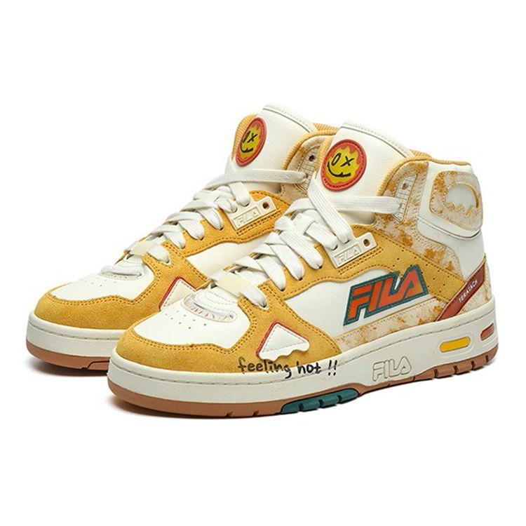 Fila Fusion Teratach Сетчатая ткань Синтетическая кожа Heritage Баскетбольные кроссовки средней высоты Lifestyle Обувь Женские кроссовки Желтый Белый T12W141229FPS