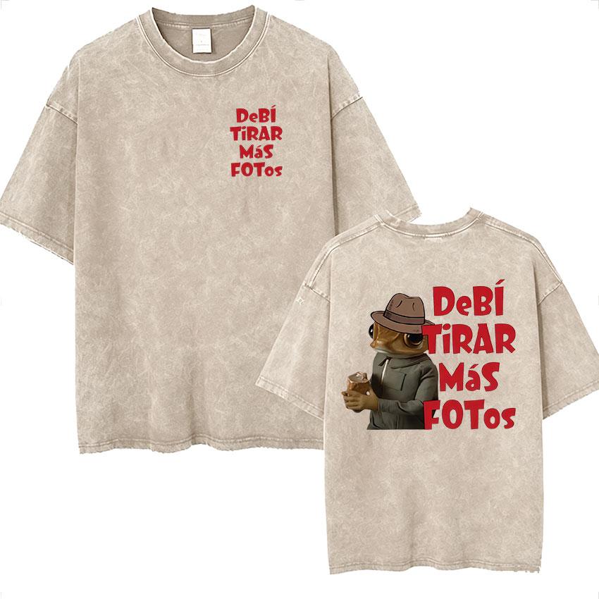 Debi Tirar Mas Fotos Album Print T Shirt Bad Bunny Vintage Washed Oversized Tshirts Men Women Casual Clothing Tshirt Tops