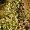 12PCS Artificial Ivy Leaf Plants Vine with LED String Light Green Garland Hanging for Home Kitchen Office Wedding Wall Décor