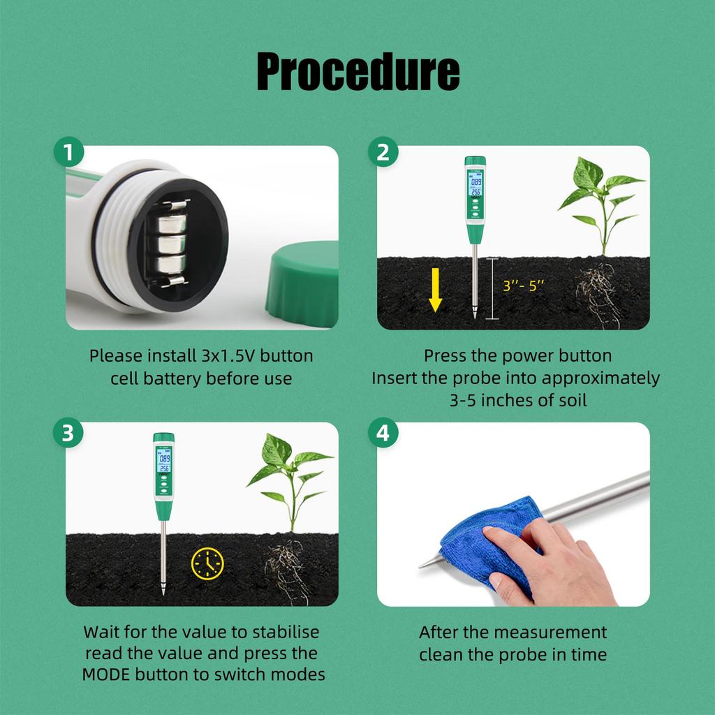 YY-1066A Soil Ec and Water Content Meter High Accuracy for Plant Testing, Gardening, Agriculture, Ph and Moisture Sensor