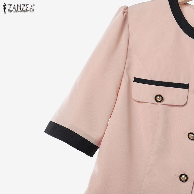 ZANZEA Женские летние комплекты из двух частей: блузка с коротким рукавом и длинные юбки