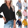 Women's Fashion Casual Buckle Long Sleeve Sleeve Slit Shirt Tops Solid Color