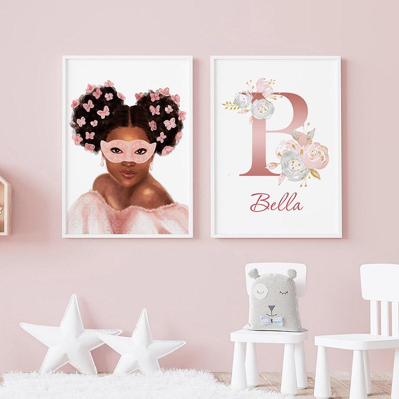 Black Ballet Girl Butterfly Rainbow Crown Flower Wall Art Canvas Painting Nordic Posters And Prints Picture Baby Kids Room Decor