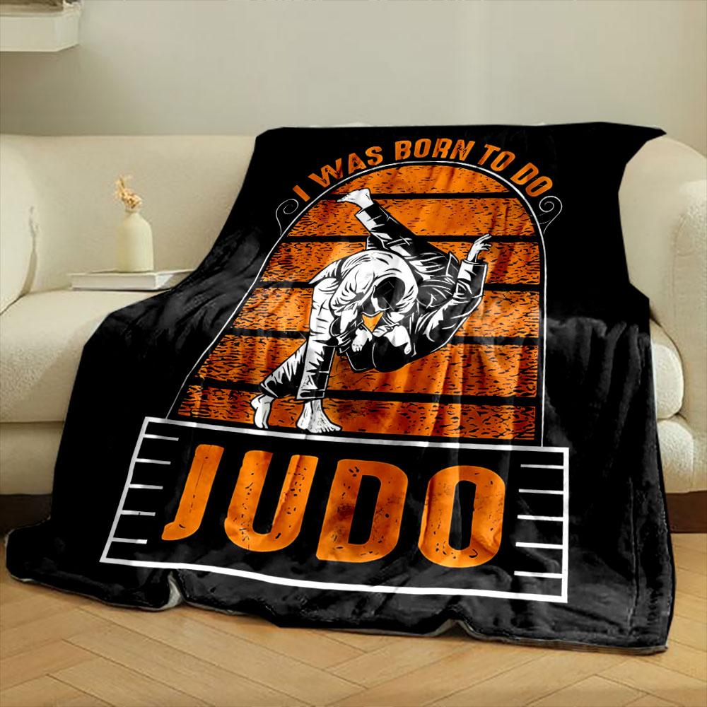 I Was Born To Do Judo Retro Style Throw Blanket bedroom Blanket for Livingroom Couch lunch break Soft throw for Friend's festival Gift