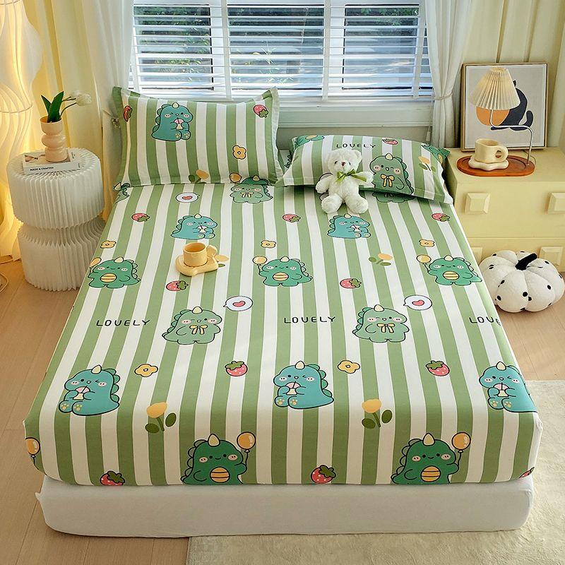 100% Cotton Bed Fitted Sheet with Elastic Rubber and 2 Pillowcases Durable and Comfortable Kids Adult Single Double Bed 13 Sizes