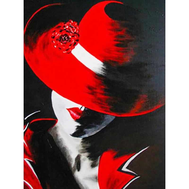 Full Round DIY 5D Diamond Painting Red and Black Diamond Embroidery Cross Stitch Woman Rhinestone Mosaic Home Decoration