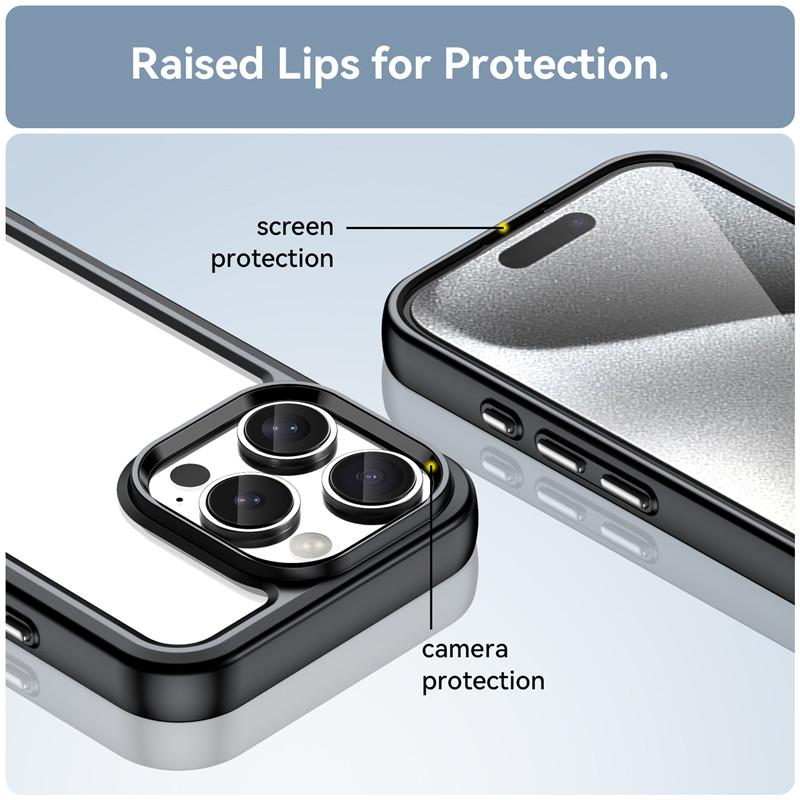 Для iPhone 16 Pro Max чехол для iPhone 16 Pro Чехол ударопрочный цветной мягкий край силиконовый прозрачный бампер для iPhone 16 Plus