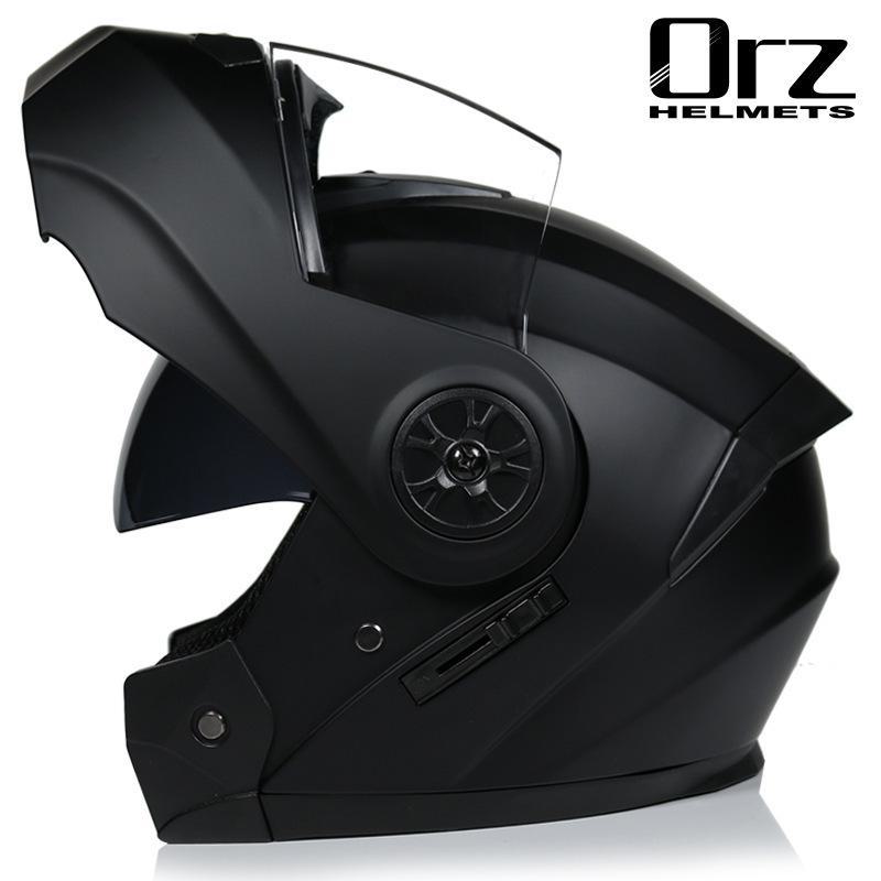ORZ Double Lens Flip-Up Electric Car Helmet - Anti-Fog, Unisex, Four Seasons, Semi-Motorcycle