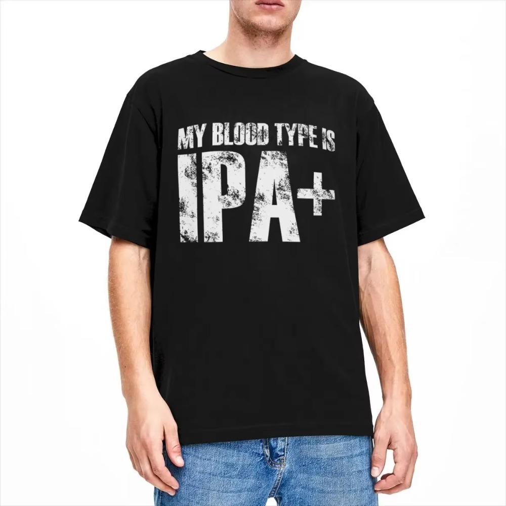 Моя группа крови - IPA Мерч Футболка для мужчин женщин Любитель крафтового пива Винтажные графические футболки с принтом