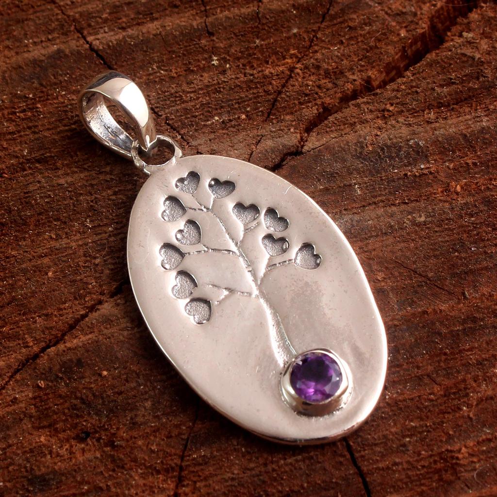 Синий топаз Перидот Аметист Гранат Серебряный подвесной кулон из стерлингового серебра 925 пробы Ювелирные изделия «Древо жизни»