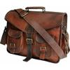 New Men Real Goat Leather Vintage Brown Messenger Shoulder Laptop Bag Briefcase. Size 11 X 15 X 4