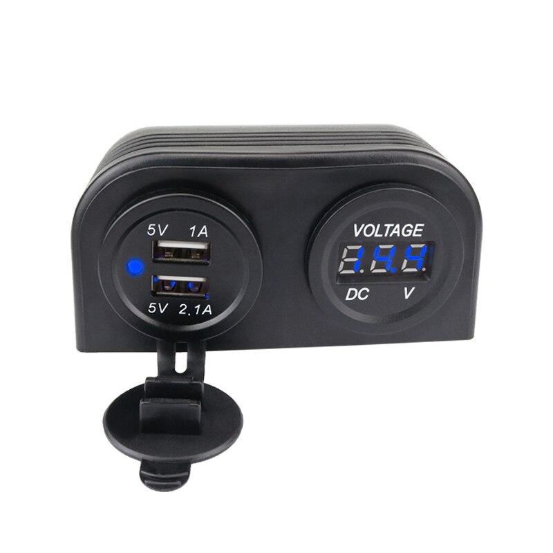 База для палатки с 2 отверстиями, 3,1 А, двойной USB, автомобильное зарядное устройство, светодиодный цифровой вольтметр для мотоцикла, лодки, морского квадроцикла, автофургона