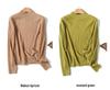 Women's Small Cable Knit Wool Sweater - Half-High Neck, One-Piece Design, BN692.