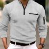 Men's Spring and Autumn Fashion Casual T-shirt Men's Checkerboard Checked  Shirt Arm Zipper Sports  Shirt