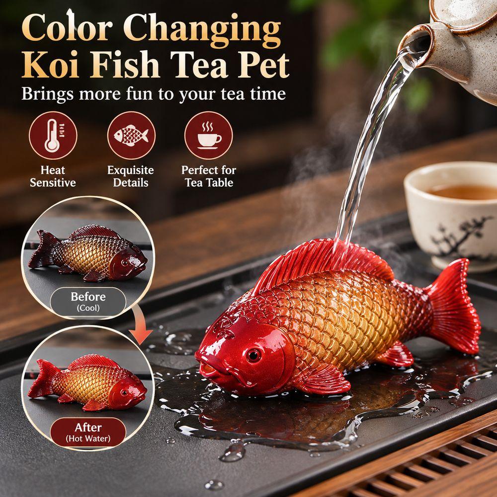 Color Changing Goldfish Tea Play Decoration Resin Kung Fu Tea Set for Kung Fu Tea Lovers Gifts