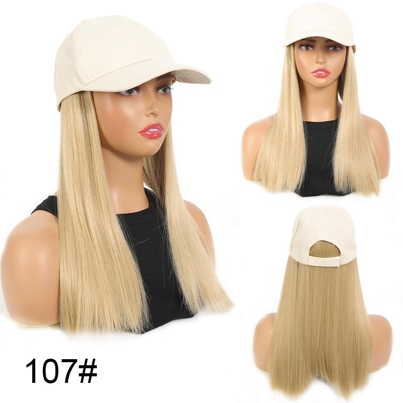 Белая кепка-утконос, длинный прямой парик, синтетический парик для женщин, удобный в ношении, регулируемый размер для ежедневного использования