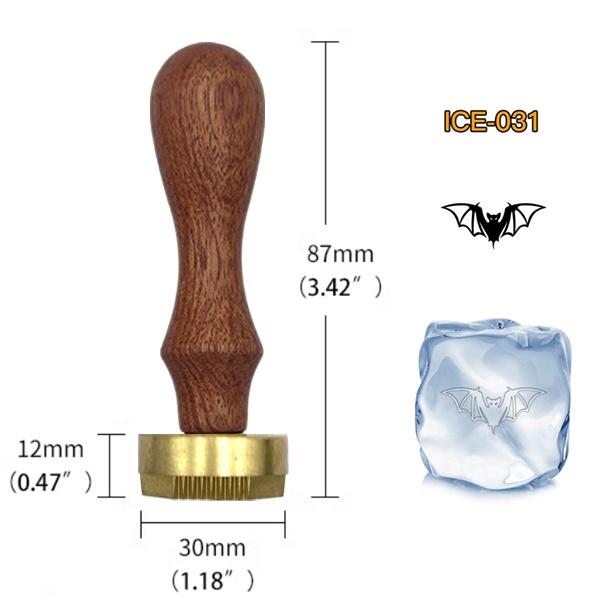 Ice Stamp With Removable Brass Head & Wood Handle - Vintage 1.18" Branding for Cubes, Cocktails, Whiskey, Mojito Drinks - Bar Making DIY Crafting