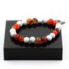 Stones and Minerals. Howlite + Banded Agate Pearl Bracelet 8 Mm. Made In France.