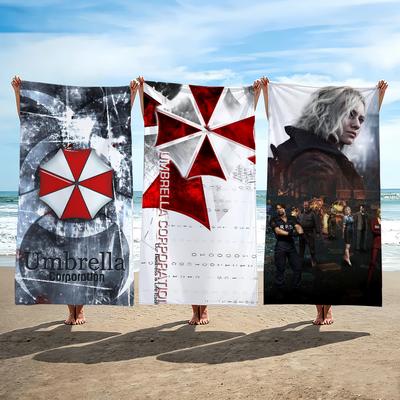 Игровое полотенце R-Resident Evil Umbrella Пляжное полотенце Дорожное Легкое Приятное для кожи Для бассейна Пляжа Кемпинга Круиза Лето