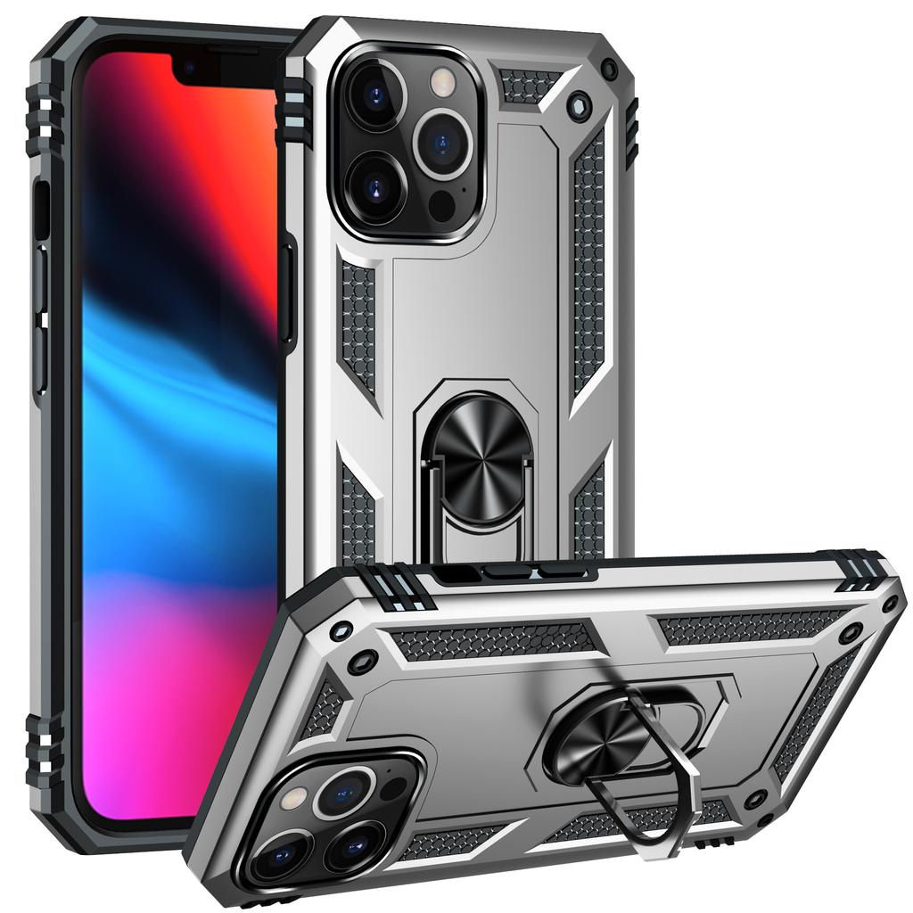 For iPhone 15 14 Plus Armored Four Corner Anti Fall Phone Case For iPhone 13 12 Pro Max MiNi Ring Holder Phone Case