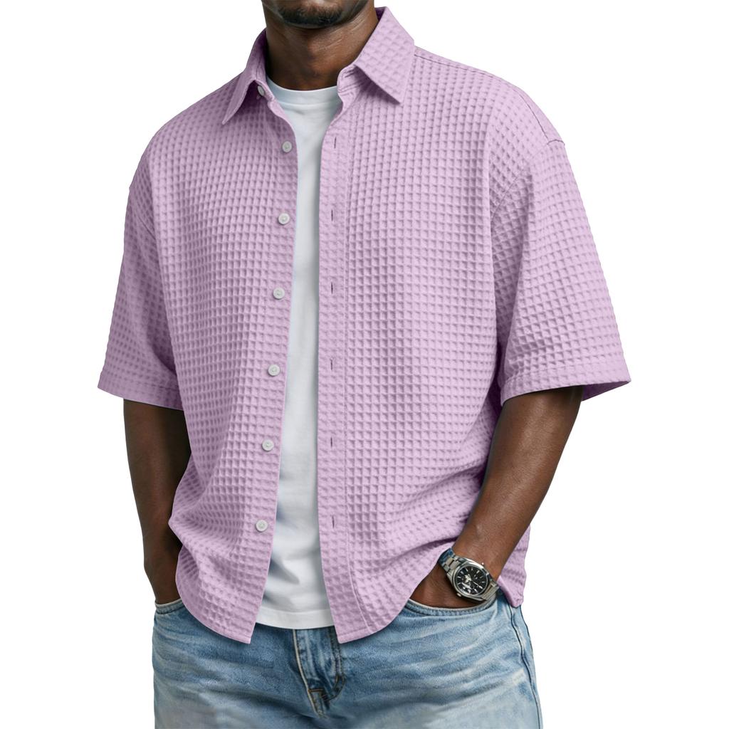 Мужская повседневная рубашка с пуговицами и коротким рукавом