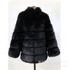Autumn and Winter New Stand-up Collar Thickened Leather Coat Medium and Long Slim-fitting Splicing Imitation Fox Fur Coat