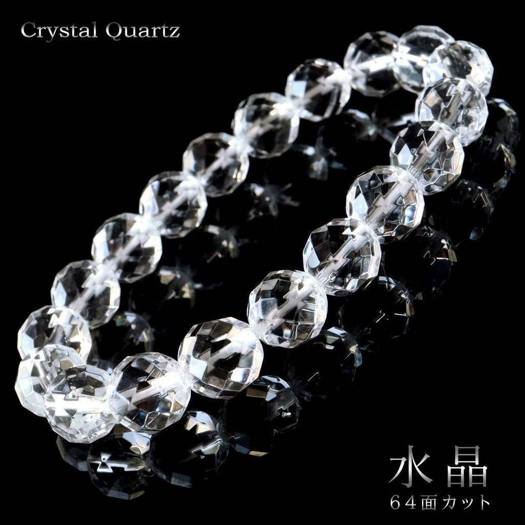 64-faceted Crystal Bracelet, 10mm, Power Stone, Natural Stone, April Birthstone, Women's, Men's, Prayer Beads, Accessories, Inner Diameter: Approx.