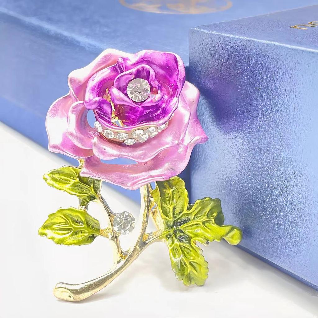 Women Colorful Floral Brooches Pink Enamel Daisy Flower Collar Brooch Pin For Women