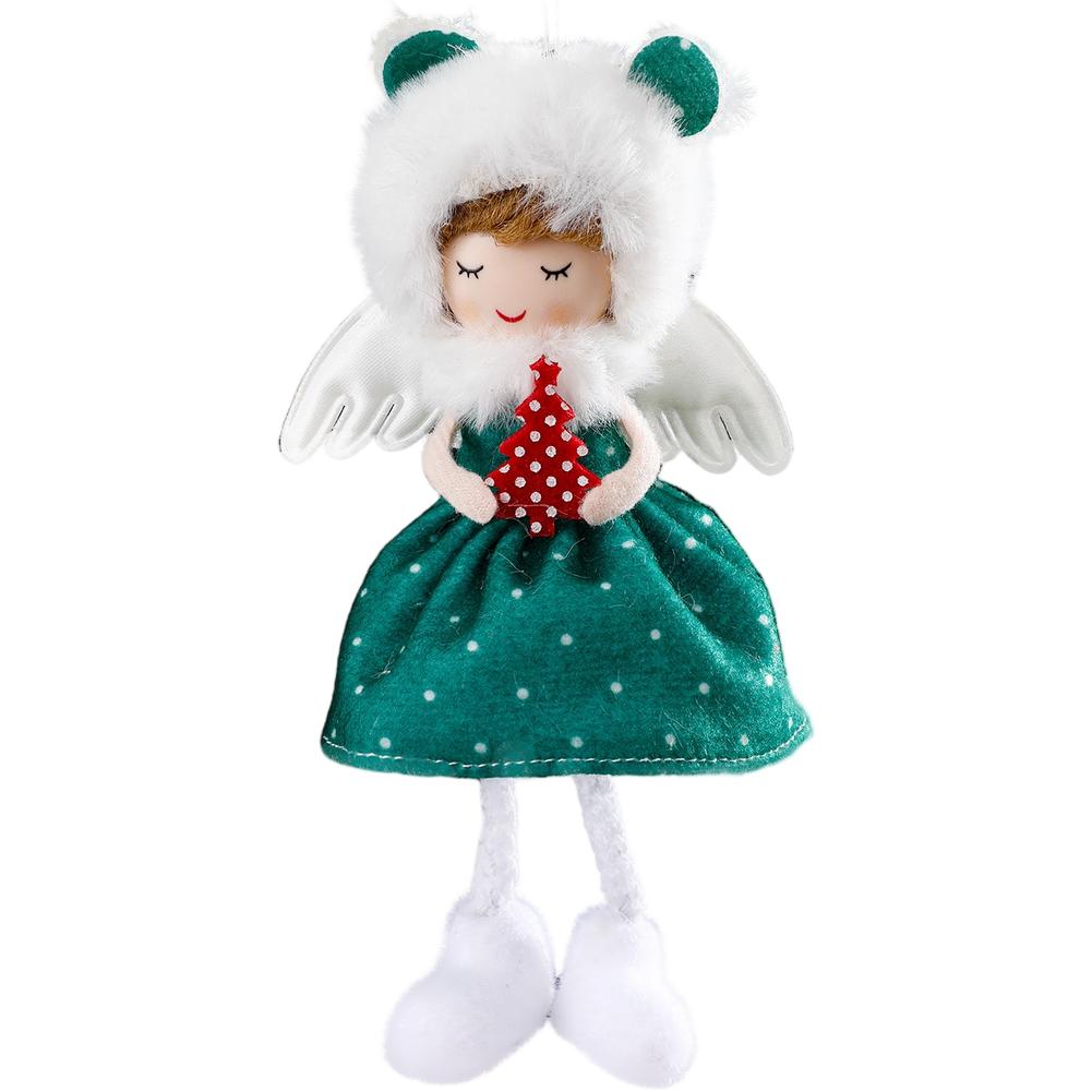 Рождественский Ангел Девочка Подвесное Украшение 9x16см Красная И Зеленая Тканевая Фигурка Для Праздничной Елки, Дома, Украшения Гостиной