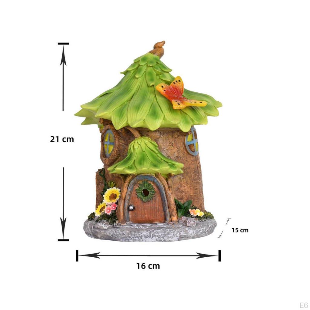 Storybook Shelter LED Solar Resin Cottage Sculpture for Garden, Yard, Patio