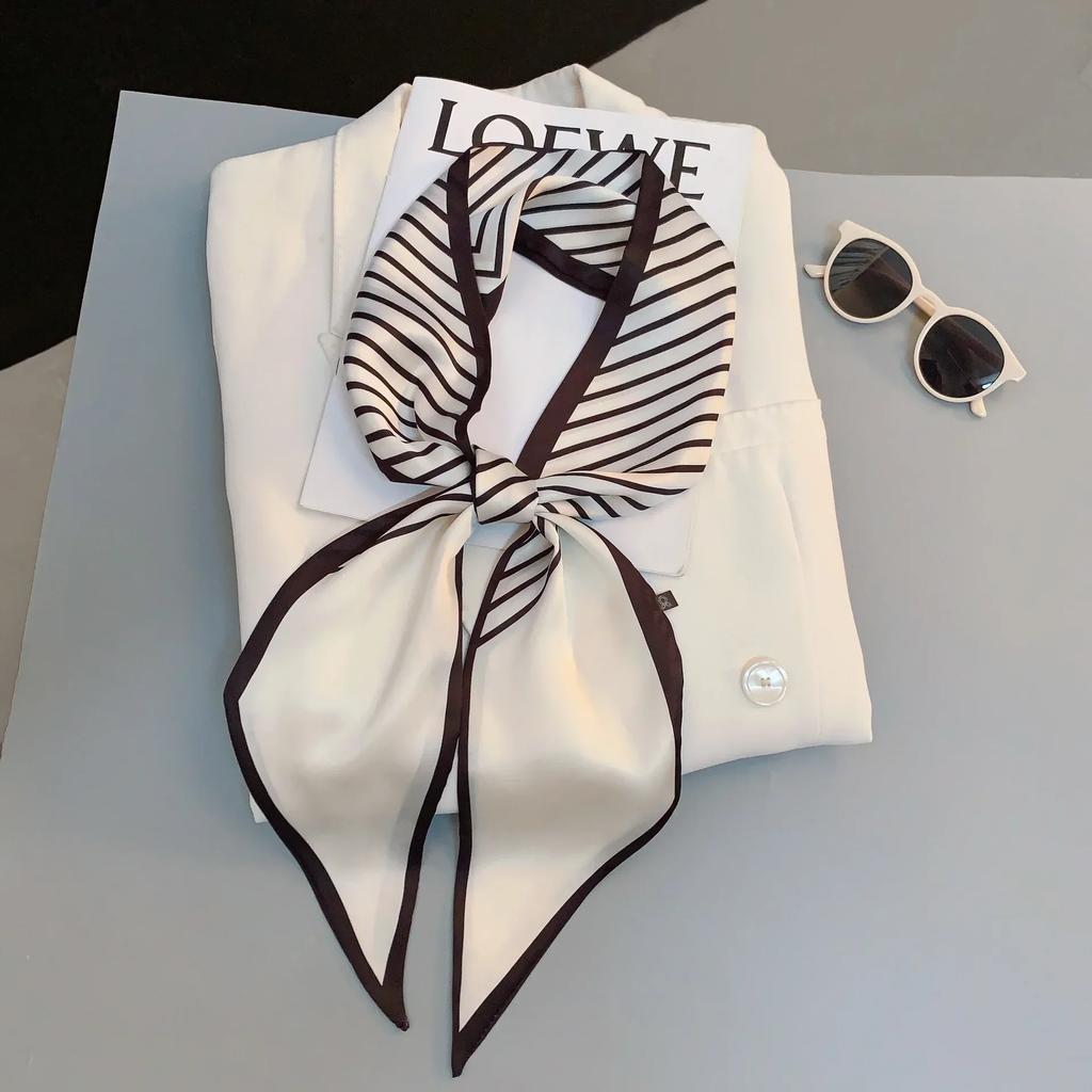 Luxury Design Zebra In Flowers Women Scarf Luxury Silk Scarf Fashion Hair Headband Foulard Skinny Bag Scarves Neckerchief Lady