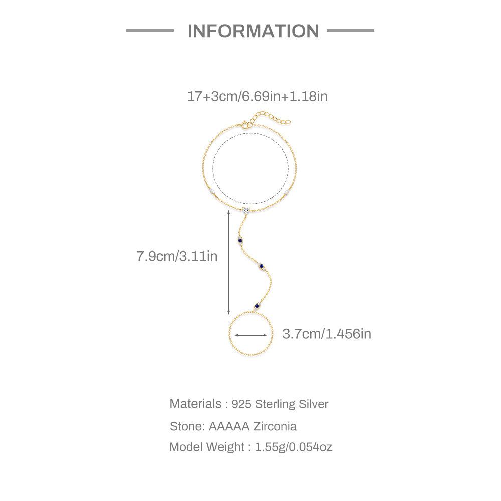 Fashion Chain Link Bracelets 925 Sterling Silver Chain Finger Bracelet Eye Shae Zircon Gold Plated Bracelets for Women