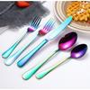 5PCS/SET Cutlery Set Iridescent Rainbow Colorful Stainless Steel Dinnerware Set Mirror Polishing Steak Knife Household Table Knife