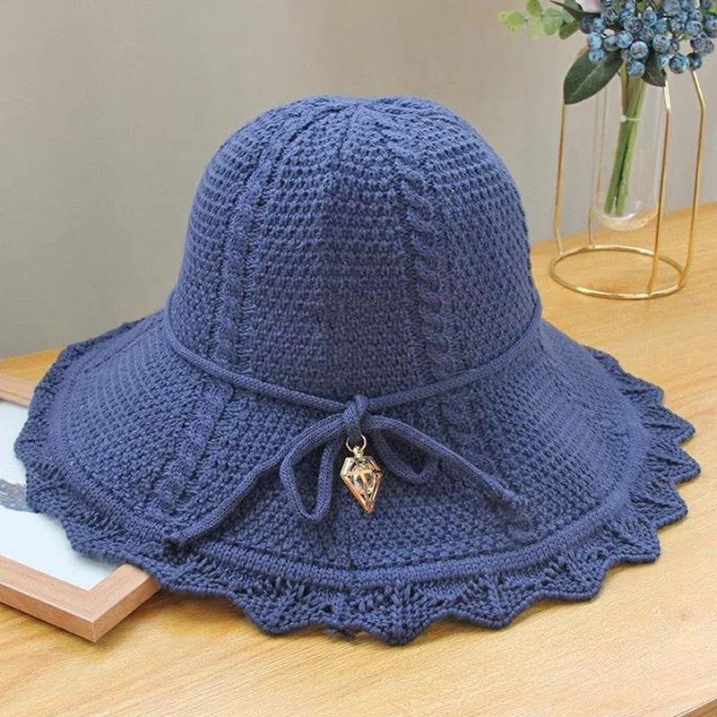 Collapsible Summer Hat for Women Beach Outdoor Straw Hat Large Brim Sunshade Bow Sun Hat