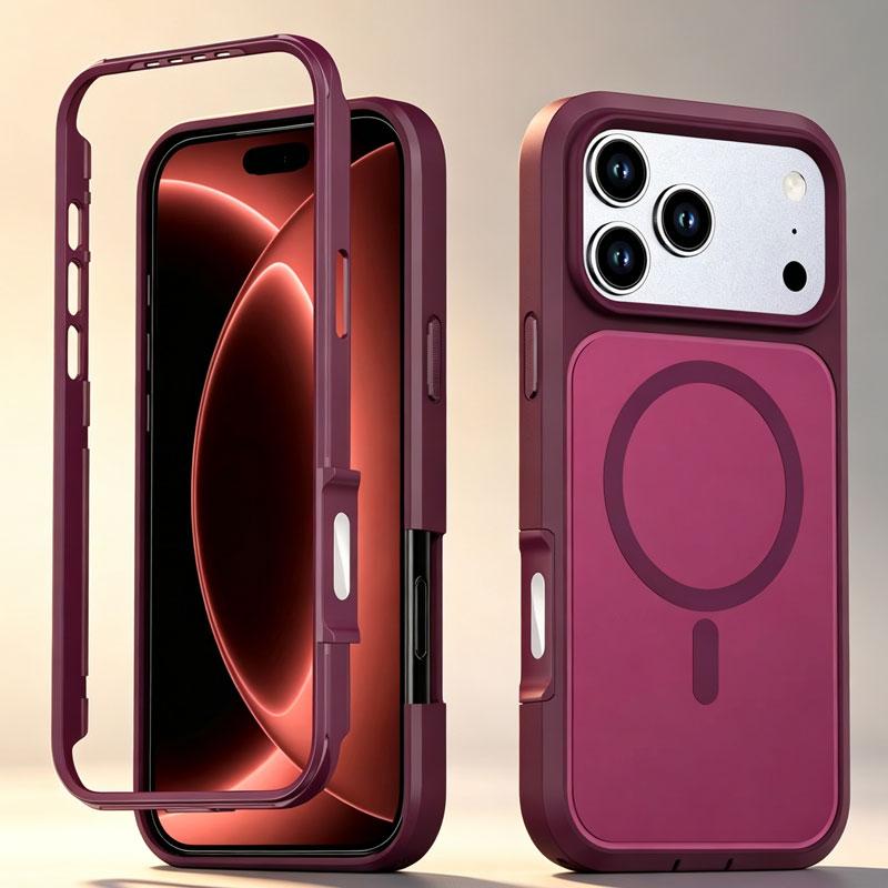 Двухслойный прочный бронированный чехол-зарядка с магнитом для IPhone 18 Pro Max 17 16 15 14 13 12, противоударный защитный чехол военного уровня для беспроводной зарядки