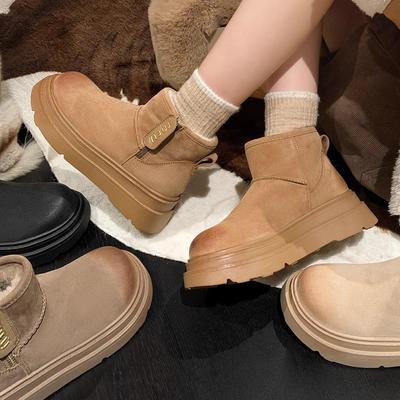 Женские зимние ботинки на толстой подошве, новые, полированные, нескользящие, теплые, короткие ботинки, хлопковые ботинки