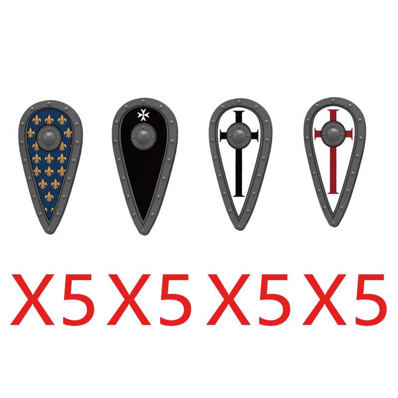 MOC Средневековые Строительные Блоки Персонаж Рыцарь Воин Набор Аксессуаров Шлем Наплечники Щит Лук Стрела Кирпич Подарок Игрушка X022