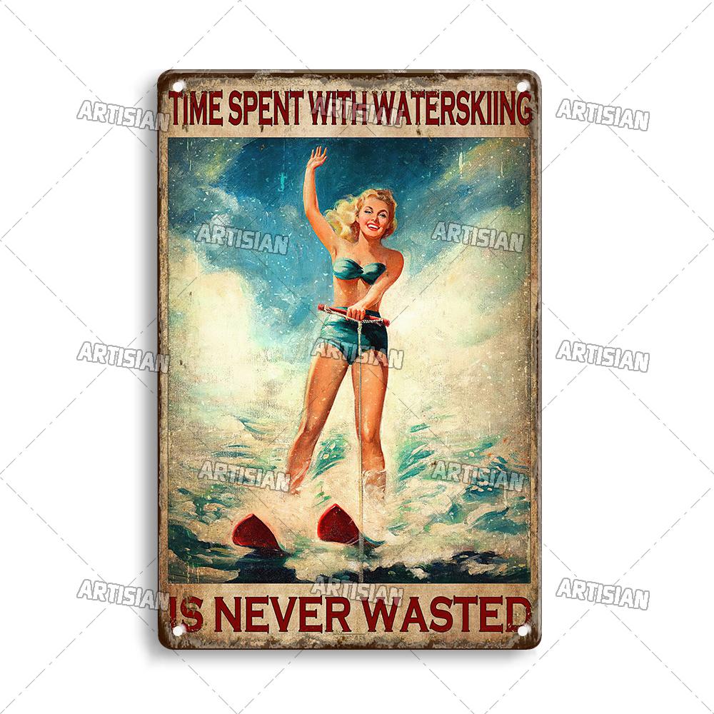 Металлическая табличка "Гребля" от мастера Жестяной плакат "Серфинг" Спортивная декоративная пластина для каякинга Настенный декор Гараж Бар Паб Клуб Отель Кафе Кухня