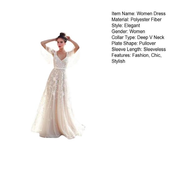 Lace Flared Sleeve Wedding Dress for Bride Deep V Neck Open Back Bridal Ball Gown Boho Beach Swing Dress