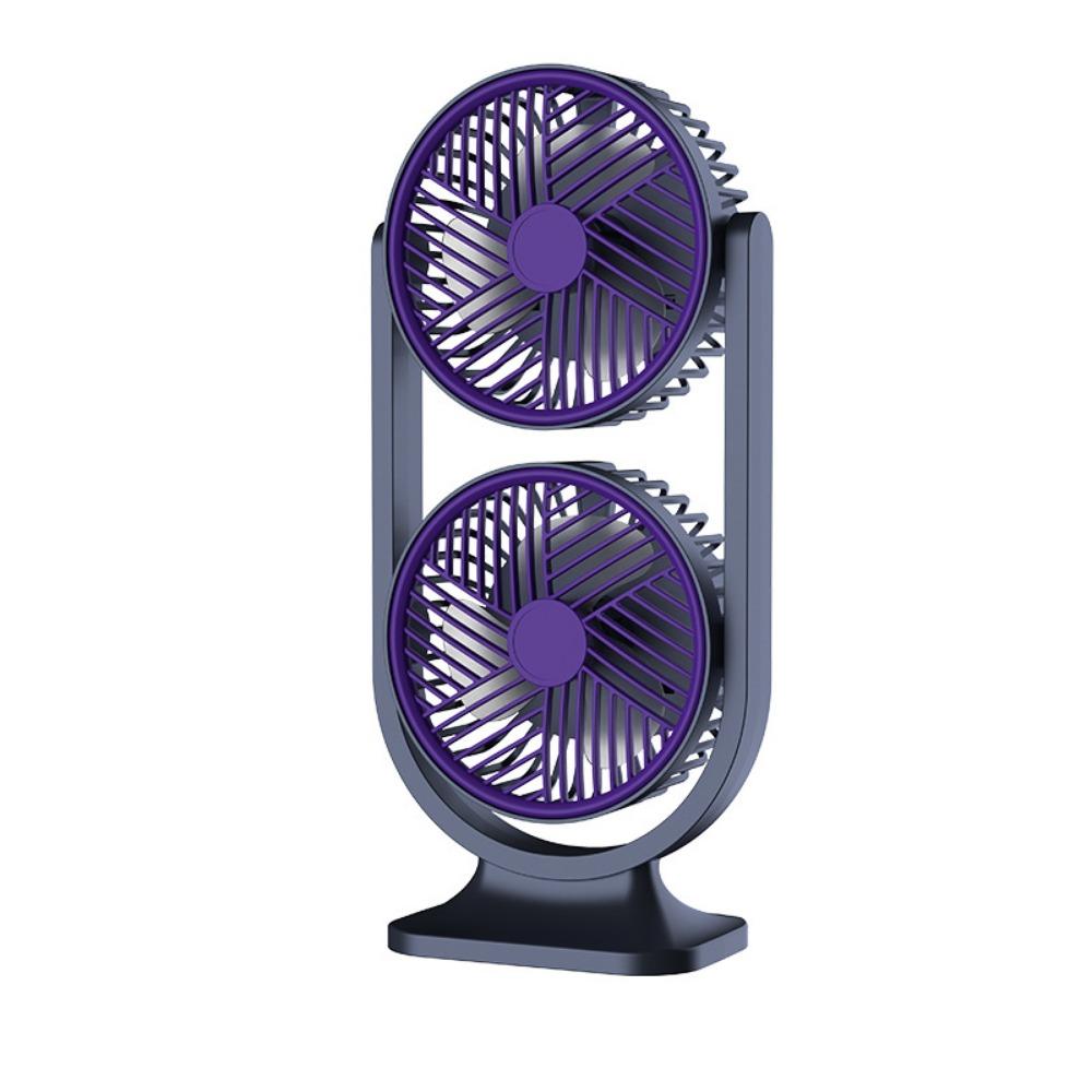 USB Rechargeable Dual-Head Desktop Fan 5 Gear Small Electric Fan  Home Living Room