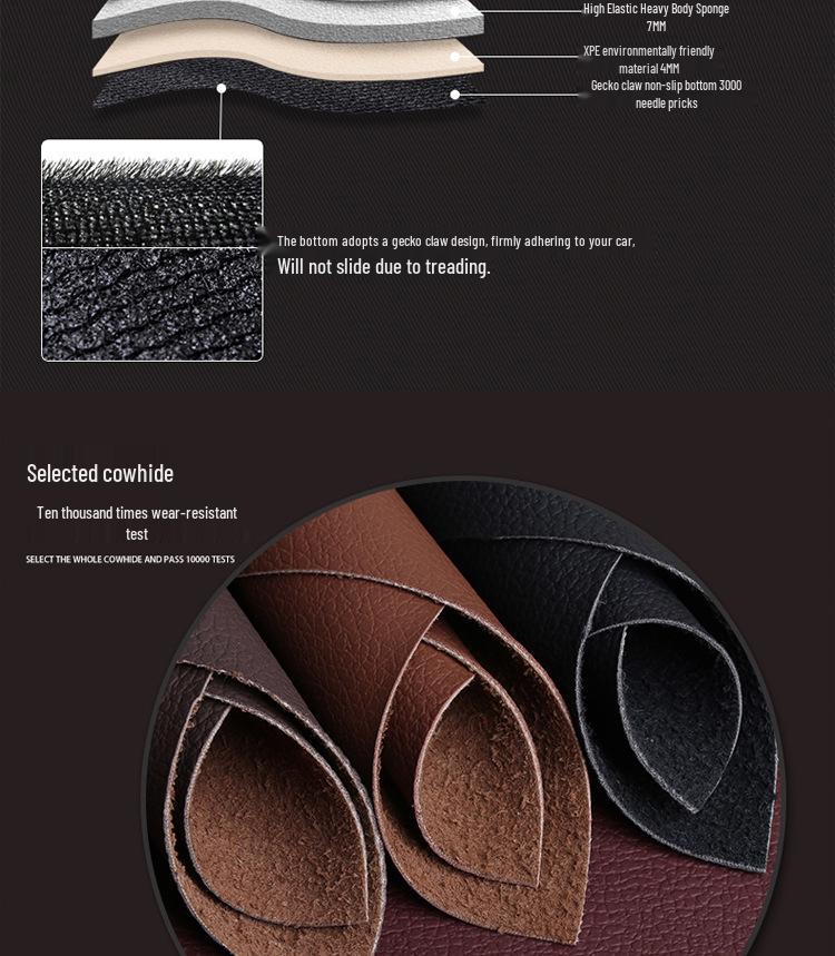 Fits 99% of Car Models: Genuine Cowhide Leather Trunk Mat