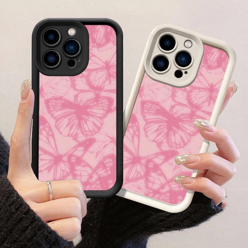 JT8 Aesthetic Pink Butterfly Phone for for iPhone 17 16 Pro Max Samsung S26 S25 Ultra A17 A26 A07 Xiaomi Redmi Note 14 Pro Plus Soft TPU Case Cover