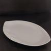 Керамическая овальная тарелка с дизайном «Бамбуковый лист» - Безопасна для микроволновой печи, Сплошной белый