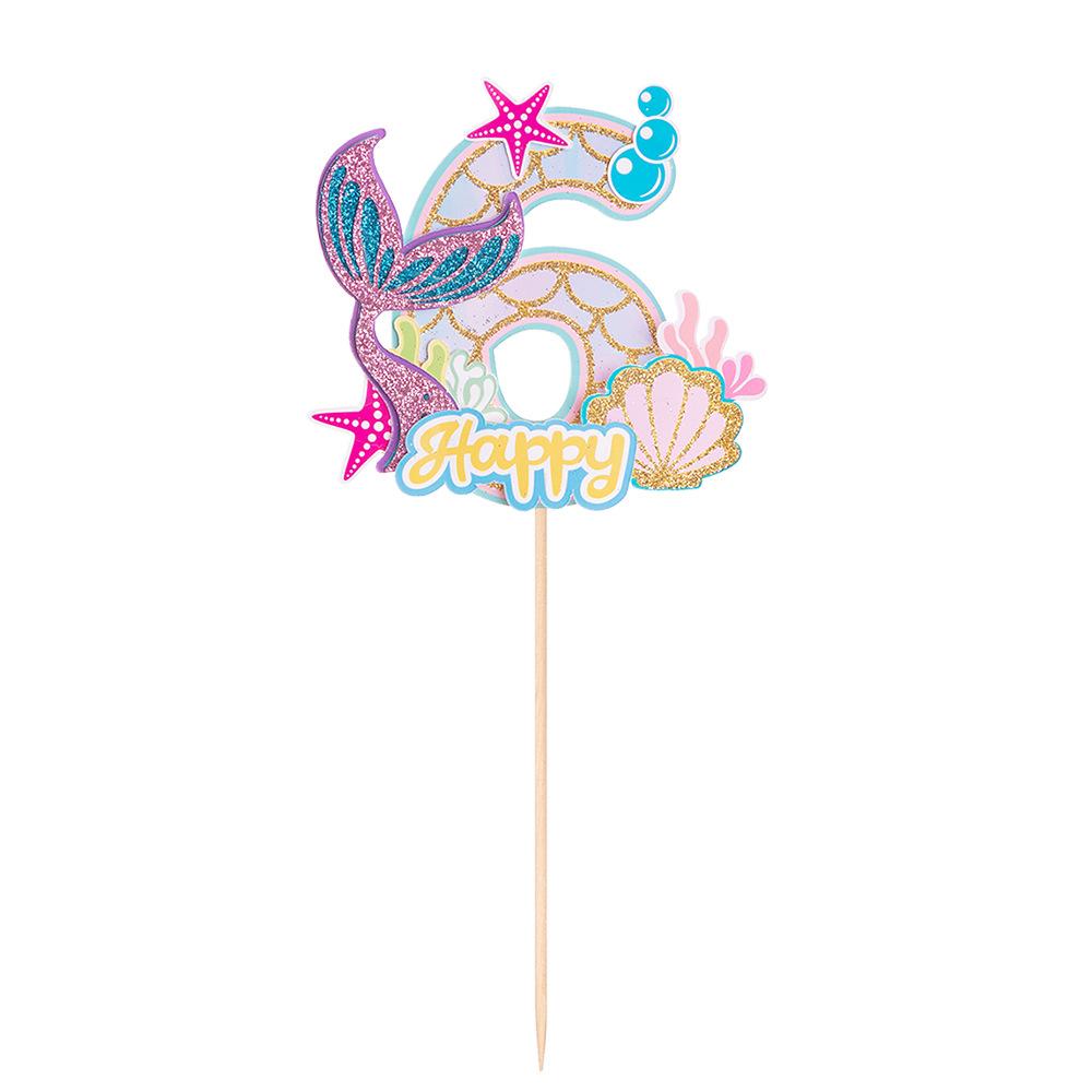 Хвост русалки С Днем Рождения Торт Украшение для вечеринки в честь Русалочки 1-10 цифр Украшения для кексов для девочек День рождения Baby Shower Декор