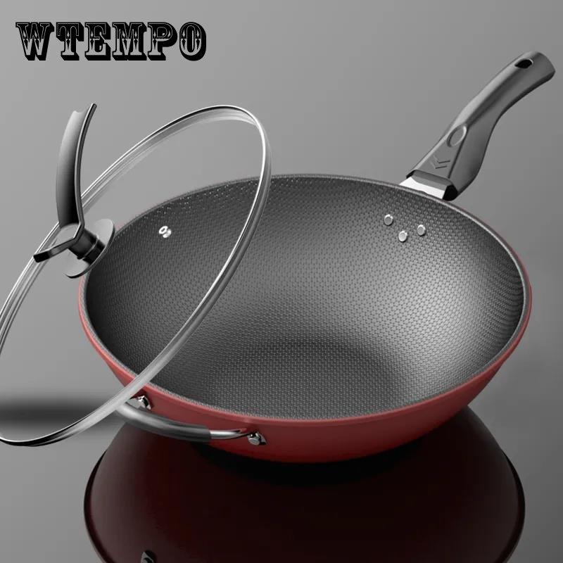 Бытовая сковорода с антипригарным покрытием Wok с меньшим количеством маслянистого дыма, железная сковорода, индукционная плита, газовая универсальная 30-36 см